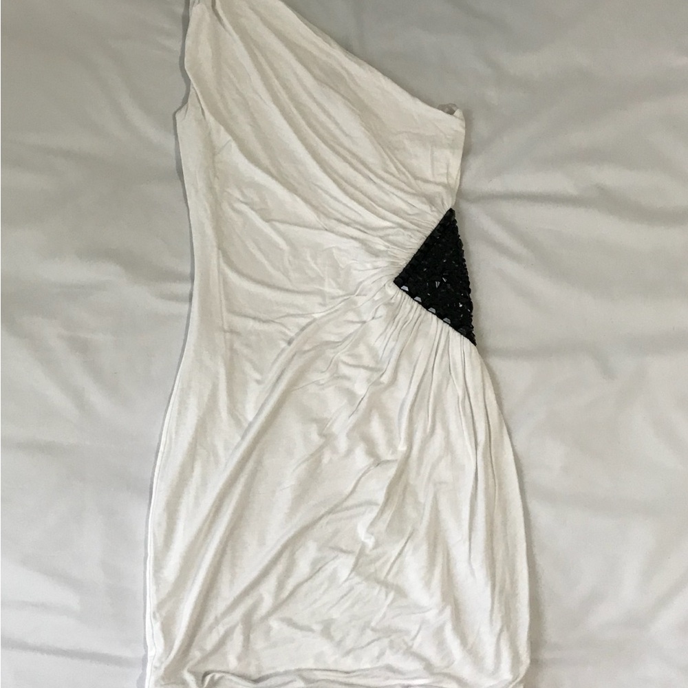 Little White Dress With Black Rhinestone Detail